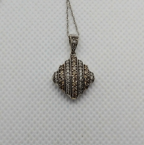 Jewelry - White & Champagne Diamond & Sterling Pendant